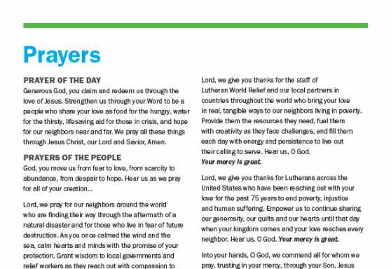 LWR Sunday Prayers