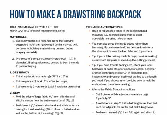 School Kit Drawstring Backpack Pattern