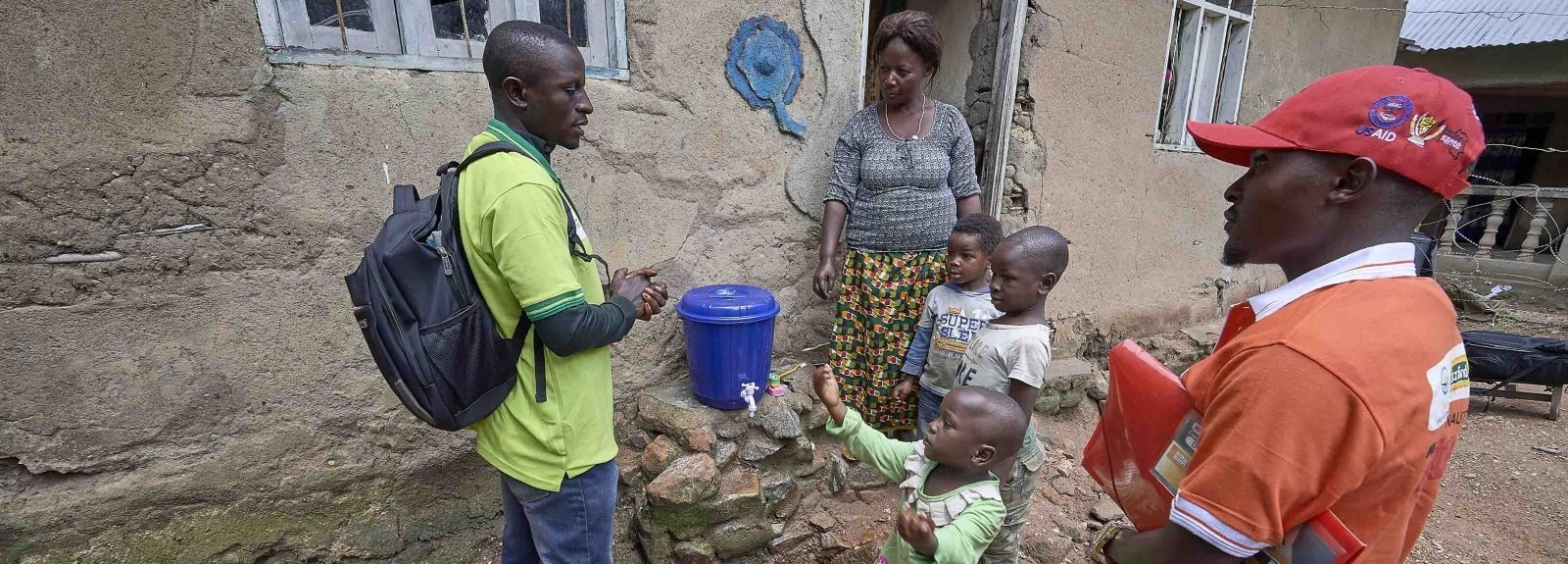 Leonida Nzigire Amani welcomes two community health workers to her home in Beni, a city in eastern Democratic Republic of the Congo that was the epicenter of the Ebola outbreak that began in 2018. The health workers, here making sure children in the home understand proper handwashing hygiene, educate residents in preventative health measures and do contact tracing that allows timely screening of people who may have come in contact with the deadly virus. The health promoters work with the Programme de Promot