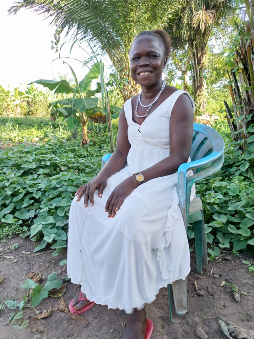 A Boma Chief and gender advocate sits outside in South Sudan