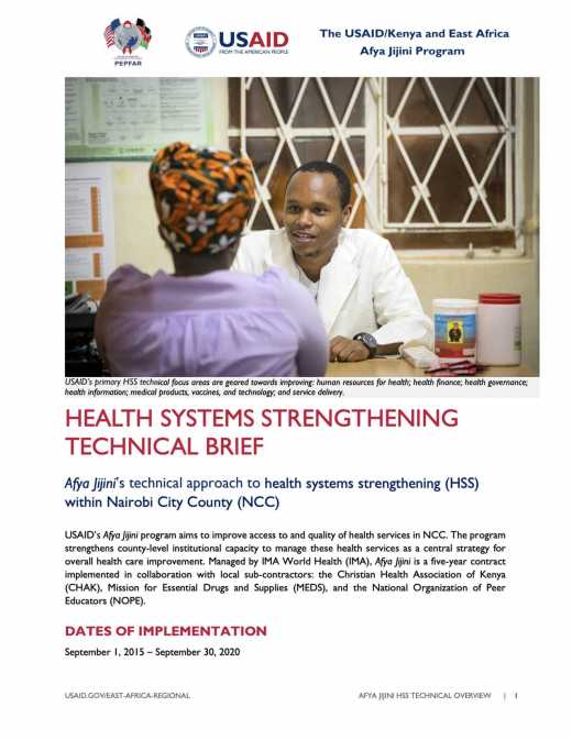 Afya Jijini Health Systems Strengthening Technical Brief