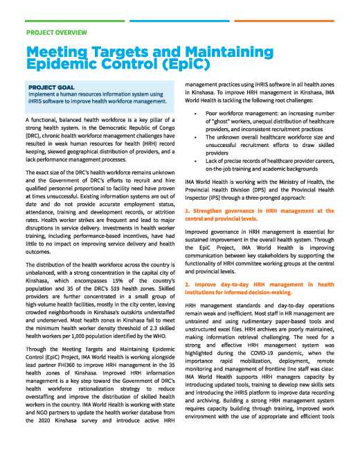 Meeting Targets and Maintaining Epidemic Control (EpiC) Project Overview