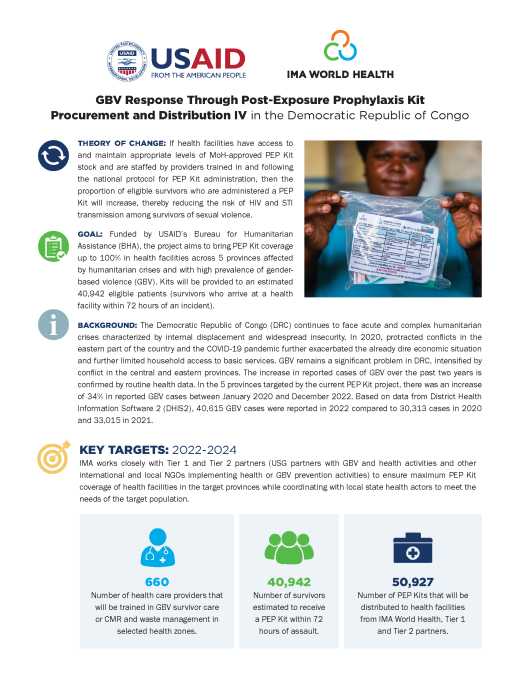 GBV Response Through Post-Exposure Prophylaxis Kit Procurement and Distribution IV