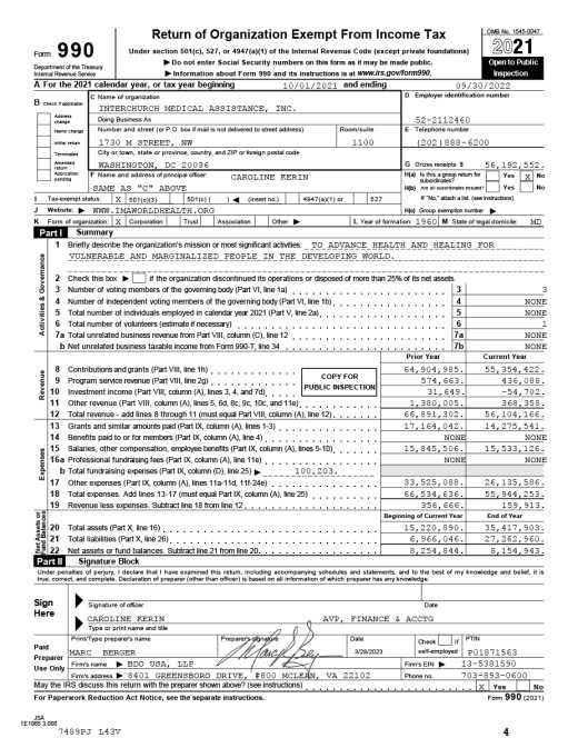 IMA Finance Form 990 FY22