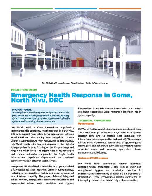 Emergency Health Response in Goma, North Kivu (DRC)