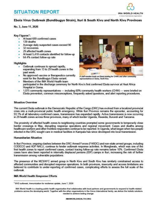 Situation Report #3: Ebola Virus Outbreak