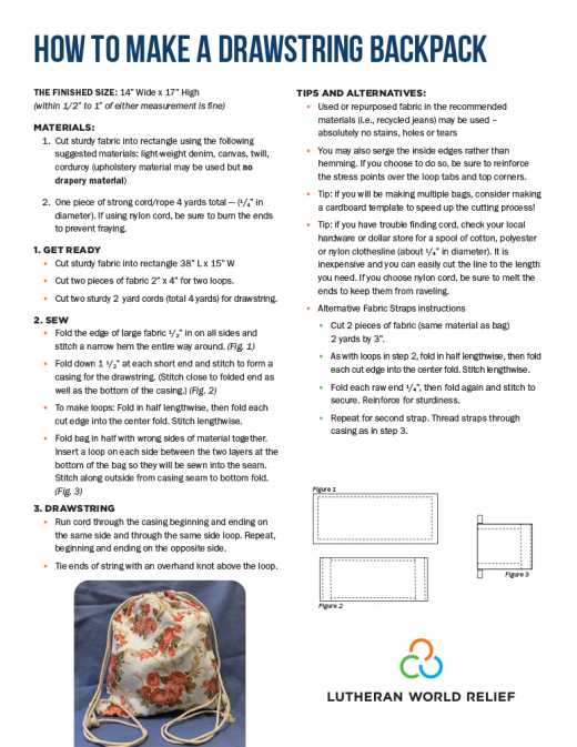 School Kit Drawstring Backpack Pattern