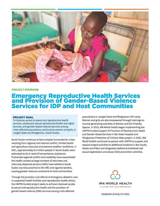 Emergency Reproductive Health Services and Provision of Gender-Based Violence Services for IDP and Host Communities