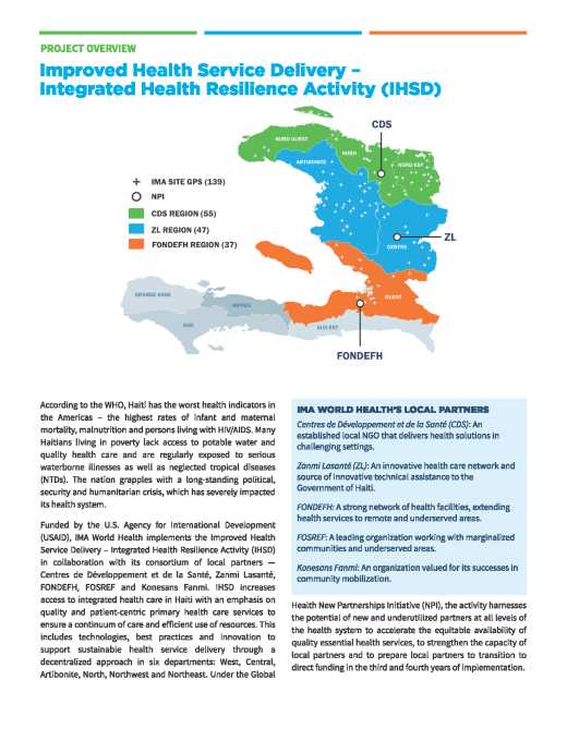 Improved Health Service Delivery (IHSD) in Haiti