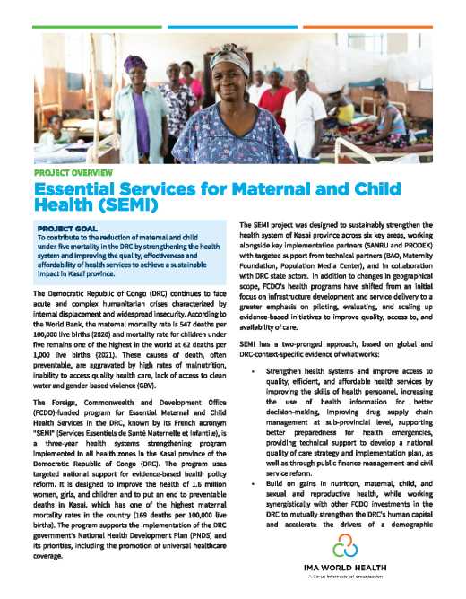 Essential Services for Maternal and Child Health (SEMI) Project Overview