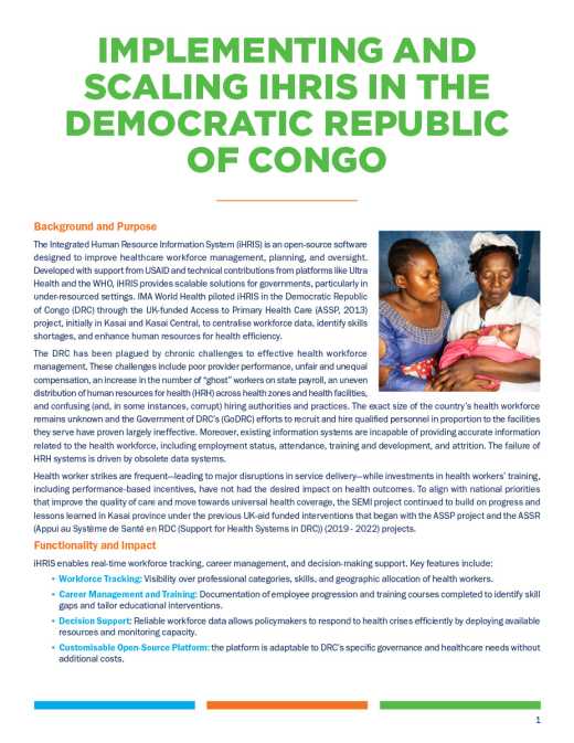 Implementing and Scaling IHRIS in the DRC