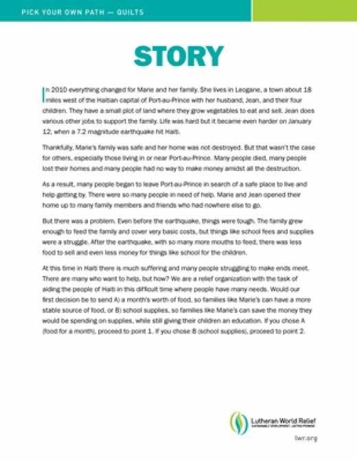 Pick Your Own Path Story - Mission Quilt Leader Guide