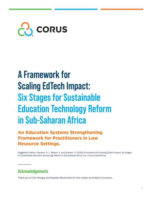 A Framework for Scaling EdTech Impact: Six Stages for Sustainable Education Technology Reform in Sub-Saharan Africa