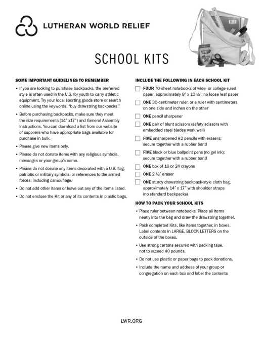 School Kit Assembly Instructions