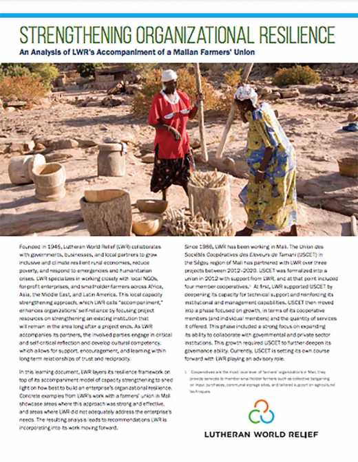 Strengthening Organizational Resilience: An Analysis of LWR's Accompaniment of a Malian Farmers' Union