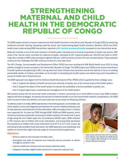 Strengthening Maternal and Child Health in the DRC