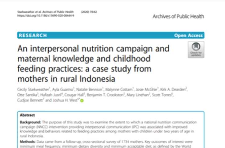 An interpersonal nutrition campaign and maternal knowledge and childhood feeding practices: A case study from mothers in rural Indonesia