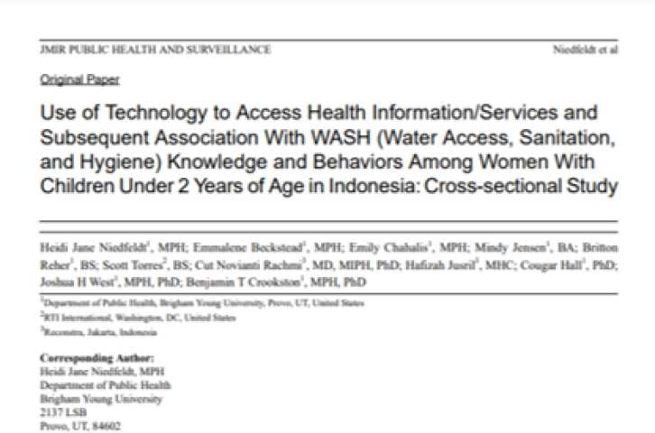 Use of Technology to Access Health Information/Services and Subsequent Association With WASH (Water Access, Sanitation, and Hygiene) Knowledge and Behaviors Among Women With Children Under 2 Years of Age in Indonesia: Cross-sectional Study