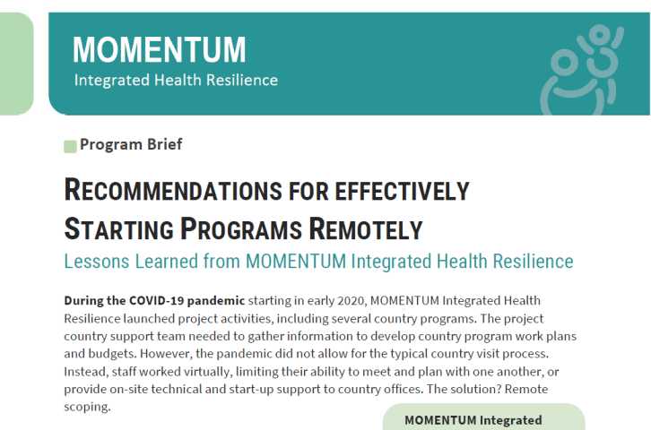 Recommendations for Starting Programs Remotely: Lessons Learned from MOMENTUM Integrated Health Resilience