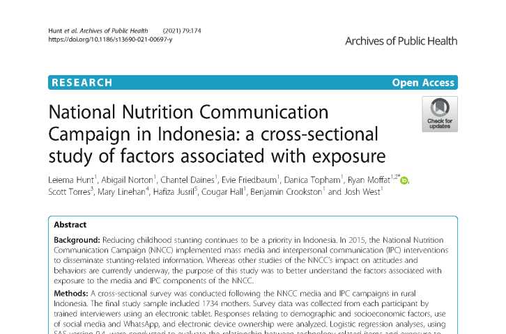 National Nutrition Communication Campaign in Indonesia: a cross-sectional study of factors associated with exposure
