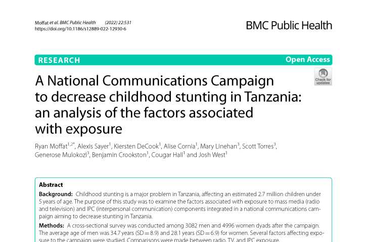 A National Communications Campaign to decrease childhood stunting in Tanzania: an analysis of the factors associated with exposure