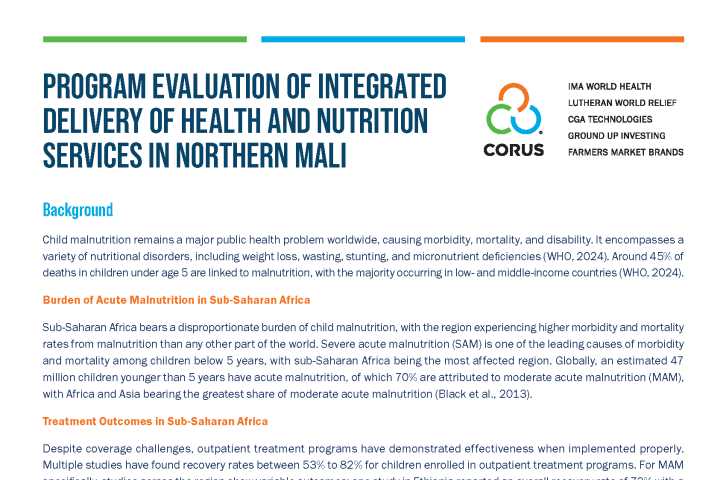 Integrated Delivery of Health and Nutrition Services in Northern Mali Program Evaluation