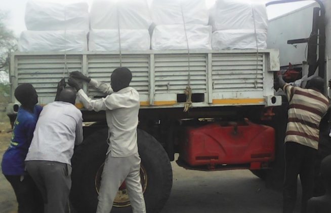 Transport of nets from the drop location to the distribution site.