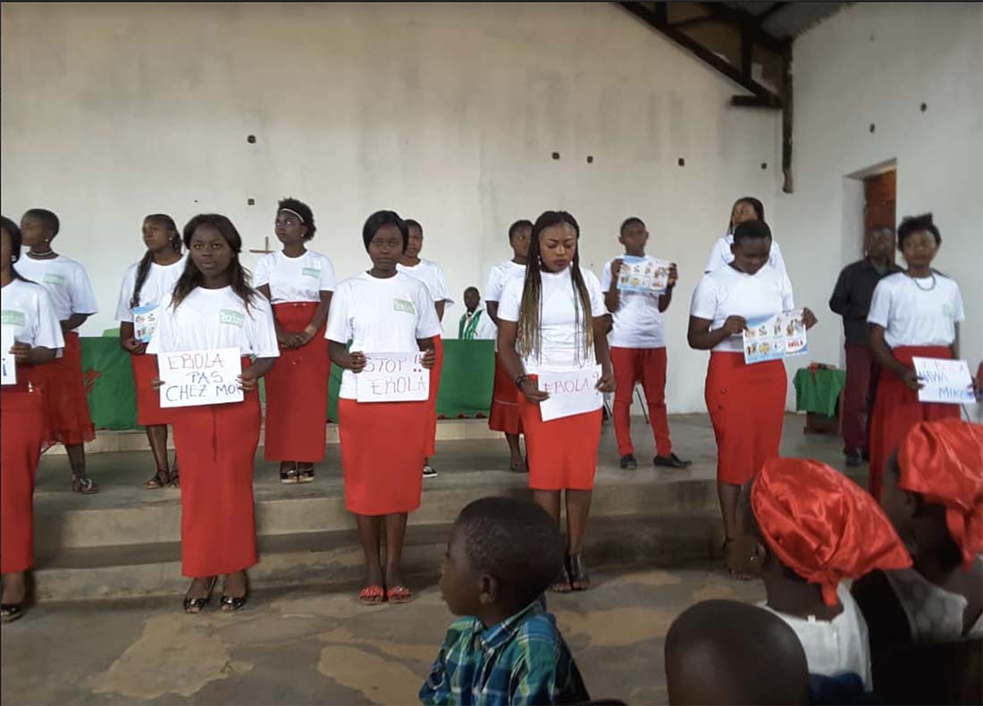 A local choral group shares songs about Ebola prevention songs in Swahili.