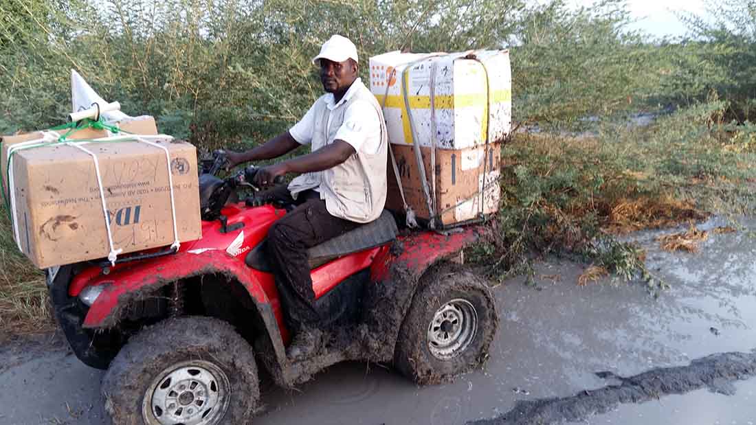 In addition to tractors and canoes, the team also used ATVs to make sure that the people received the important medicine and supplies they needed.