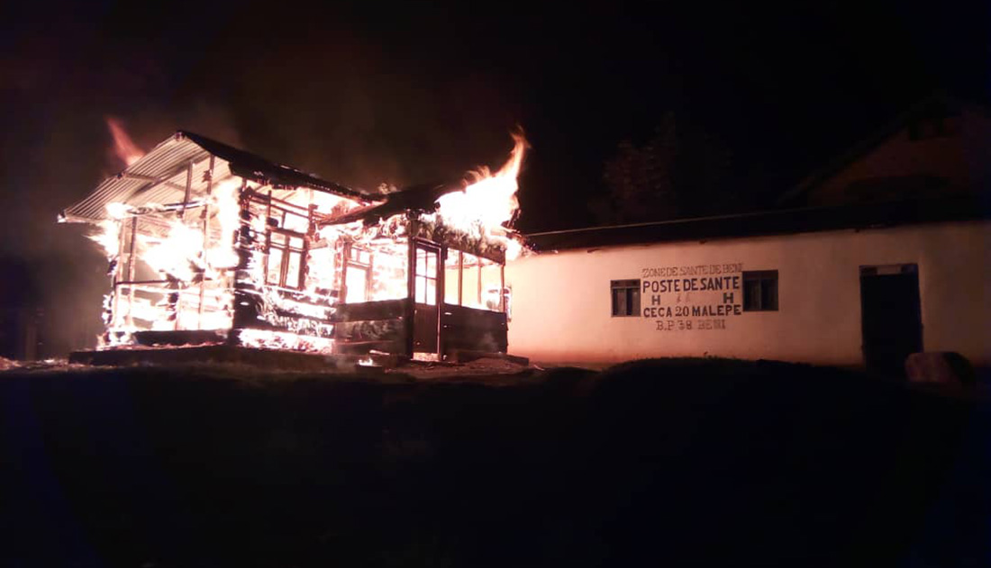 This Ebola clinic was burned during an attack in December in Beni, DRC.
